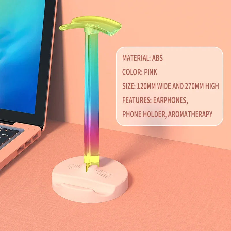 RGB Gaming Headset Stand  Desktop Ambient Lighting - Ergonomic Design,  Perfect Gift for PC Gamers