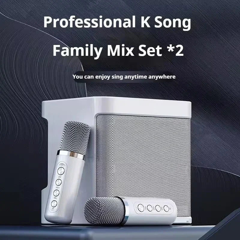 Bluetooth Karaoke Speaker With 2 Wireless Microphones AUX TF U Disk Player Portable For Party Outdoor