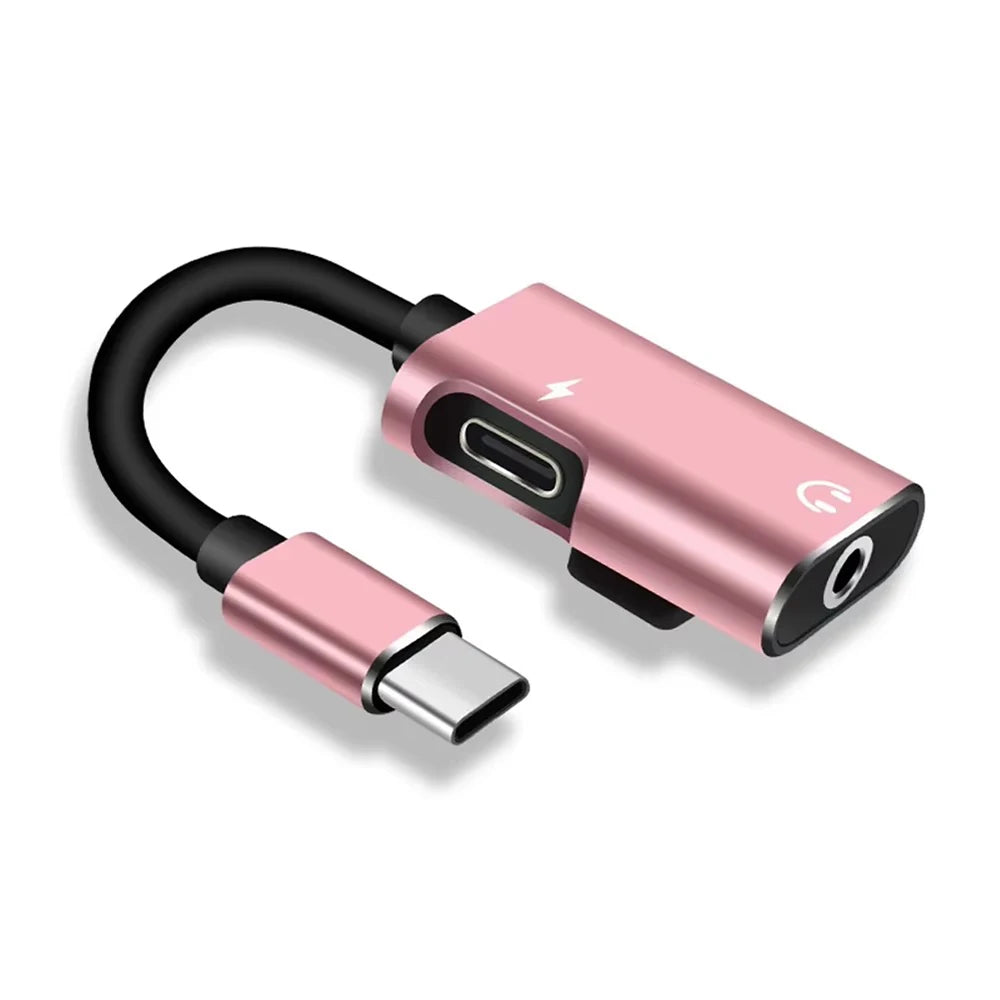 Type C Female to 3.5mm Jack Male Adapter 2 in 1 USB C Audio Splitter Connector Headphone Audio Cable Converter For Xiaomi Huawei
