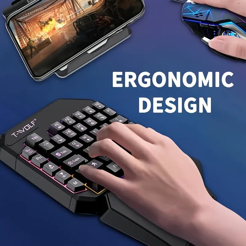 2 In1TF900 Gaming Keyboard and Mouse Set Ergonomic Wireless Gaming Keyboard 7 RGB Backlighting, for PUBG Mobile Games /Laptop