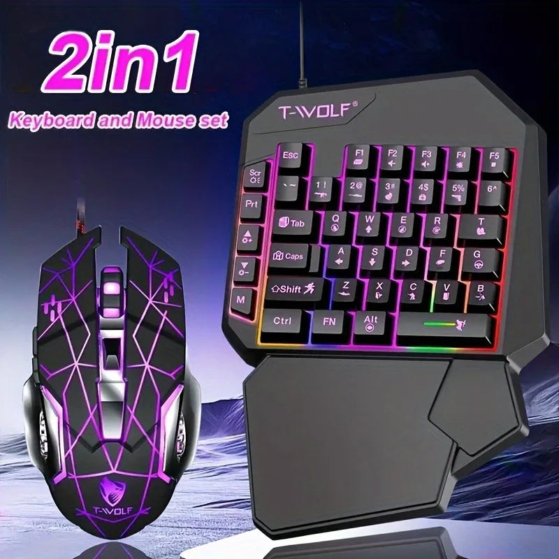 2 In1TF900 Gaming Keyboard and Mouse Set Ergonomic Wireless Gaming Keyboard 7 RGB Backlighting, for PUBG Mobile Games /Laptop