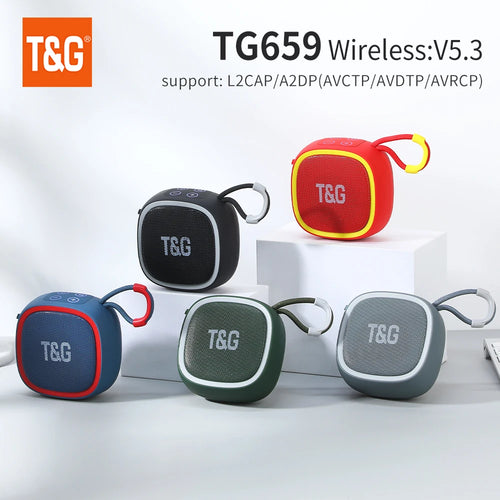 Bluetooth Speaker Mini Portable Wireless Powerful Speakers TWS BT 5.3 Sound Box HIFI Loudspeaker Supports TF Card Radio TG659