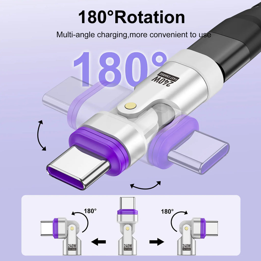USLION 240W Magnetic Adapter USB C to Type-C Fast Charging Cable Type C Female Converter for Macbook iPhone 16 15 Xiaomi