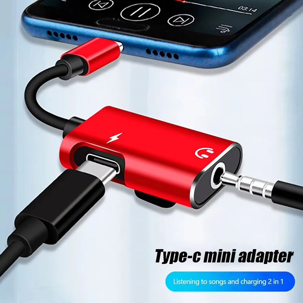 Type C Female to 3.5mm Jack Male Adapter 2 in 1 USB C Audio Splitter Connector Headphone Audio Cable Converter For Xiaomi Huawei