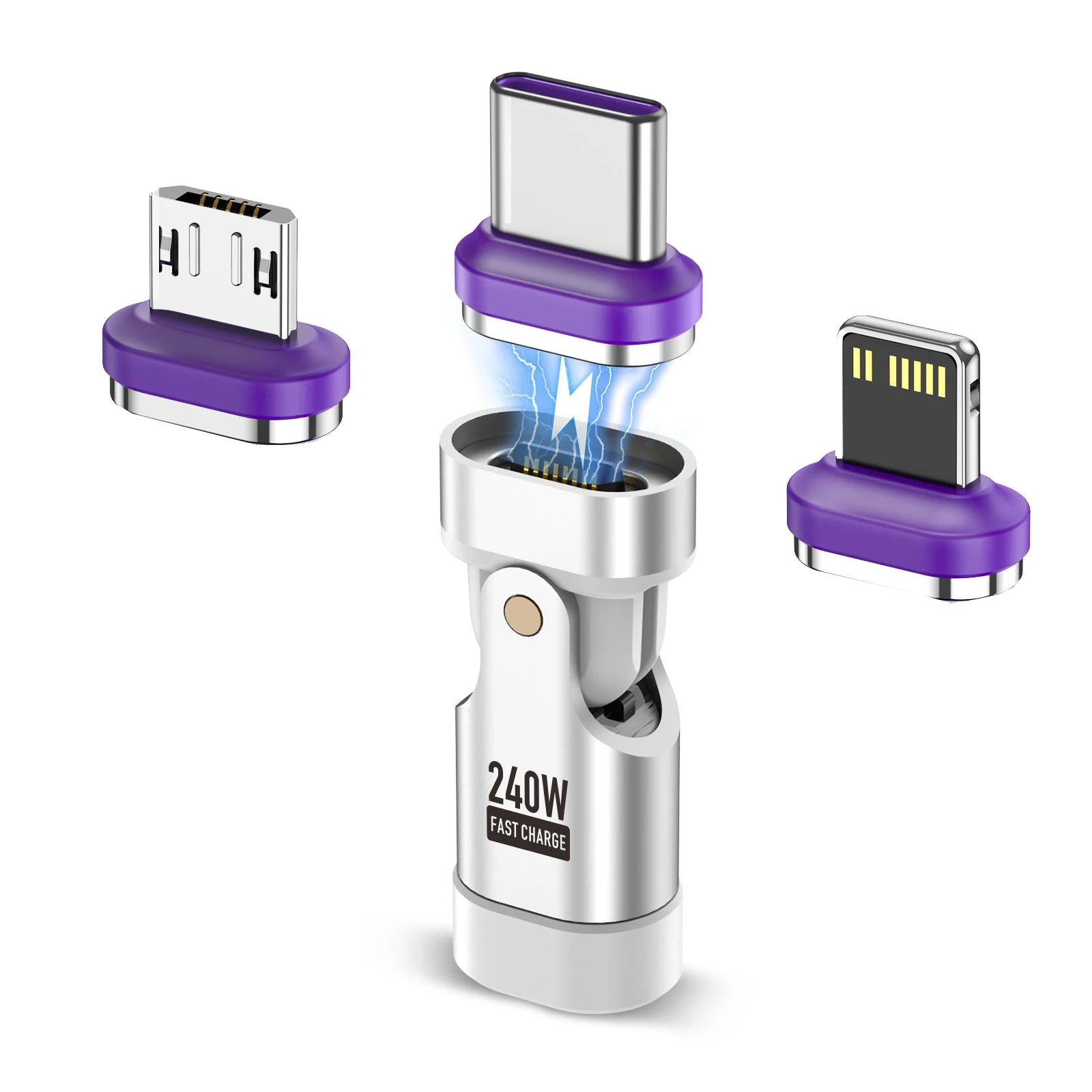 USLION 240W Magnetic Adapter USB C to Type-C Fast Charging Cable Type C Female Converter for Macbook iPhone 16 15 Xiaomi