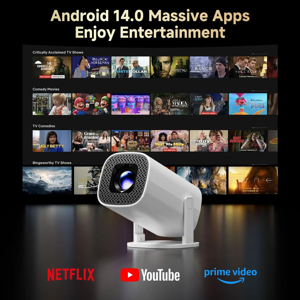 P30PRO Android 14 Smart Mini Projector WiFi6 BT 5.0 Supports 4K 1280 * 720P Supports Screen Mirroring Home Theater Projector