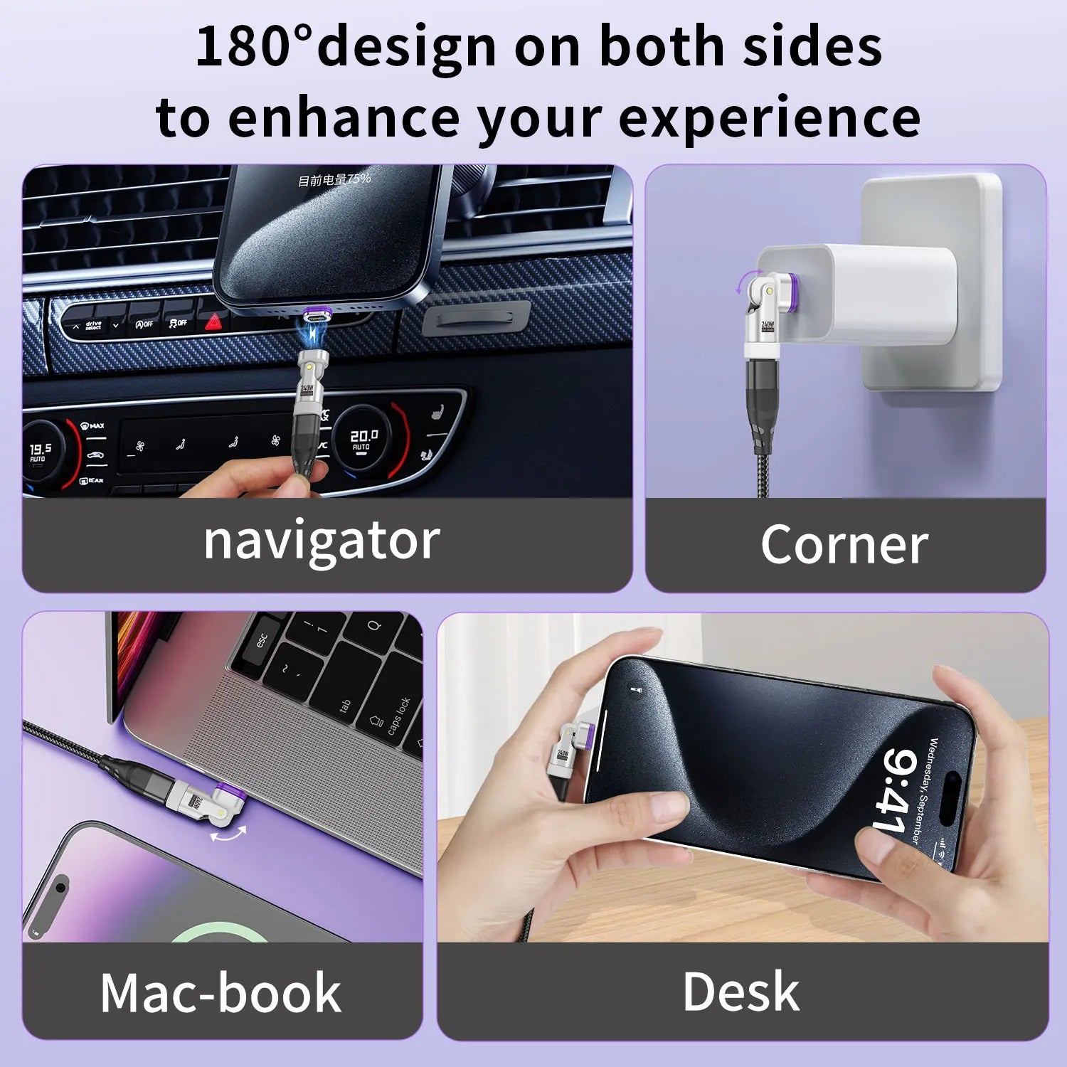 USLION 240W Magnetic Adapter USB C to Type-C Fast Charging Cable Type C Female Converter for Macbook iPhone 16 15 Xiaomi