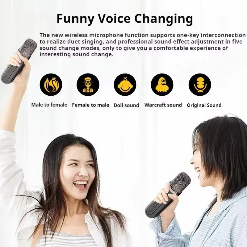 Bluetooth Karaoke Speaker With 2 Wireless Microphones AUX TF U Disk Player Portable For Party Outdoor