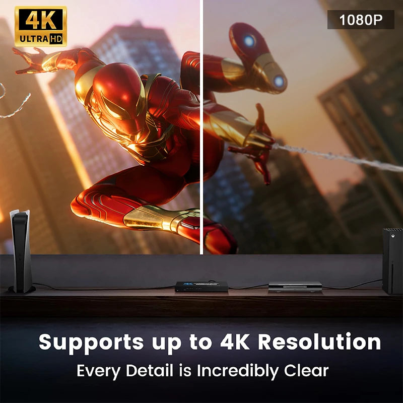 HDMI 2.0 Switch 7 in 1 out 4K 60Hz HDMI Switch 5X1/4X1 HDR HDMI 2.0 Switcher Remote for PS5 Xbox Series X NS Switch PC 4K HDTV