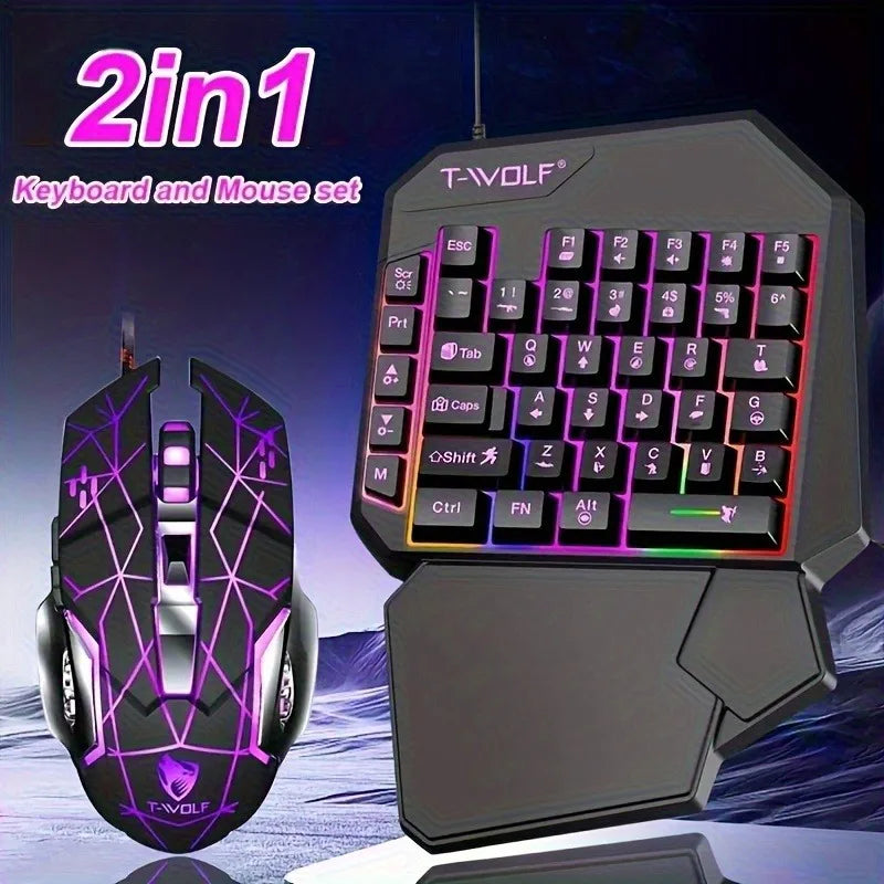 2 In1TF900 Gaming Keyboard and Mouse Set Ergonomic Wireless Gaming Keyboard 7 RGB Backlighting, for PUBG Mobile Games /Laptop