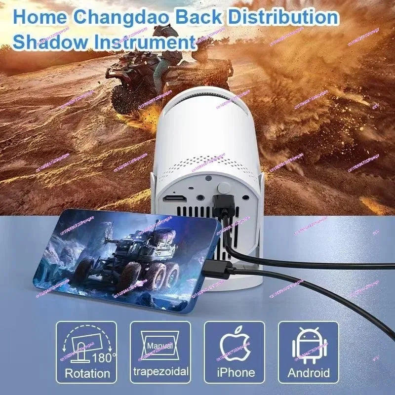 Home 4K HD Portable Projector | HY300MINI Smart Projector with Wired & Wireless Phone Screen Casting