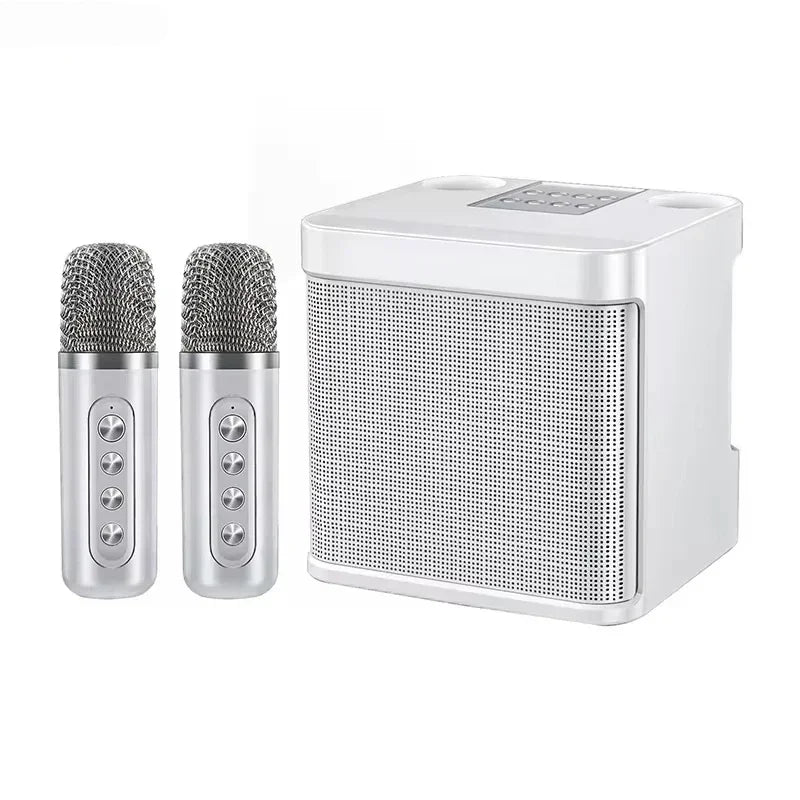 Bluetooth Karaoke Speaker With 2 Wireless Microphones AUX TF U Disk Player Portable For Party Outdoor