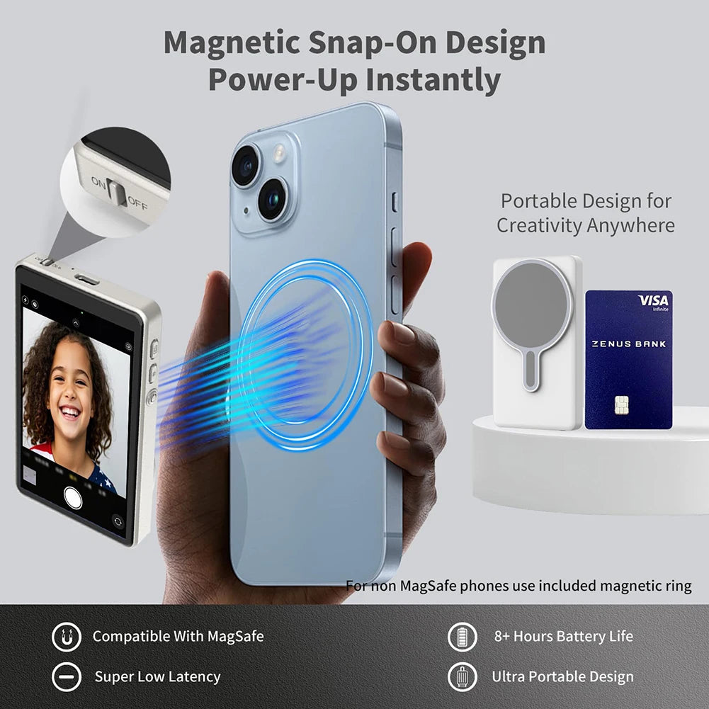 Smartphone Magnetic Monitor Screen Projector Phone Rear Camera Selfie For Vlog Live Stream Video Recording For Android iPhone