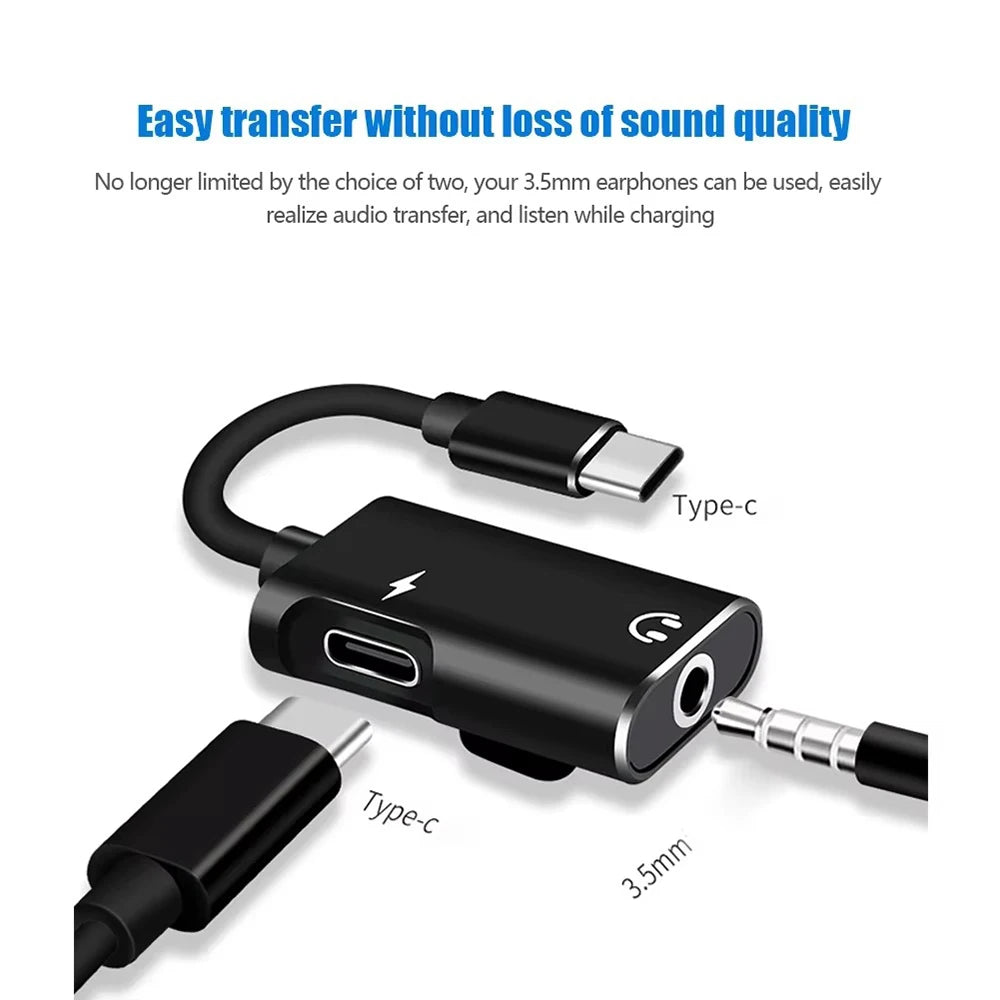 Type C Female to 3.5mm Jack Male Adapter 2 in 1 USB C Audio Splitter Connector Headphone Audio Cable Converter For Xiaomi Huawei