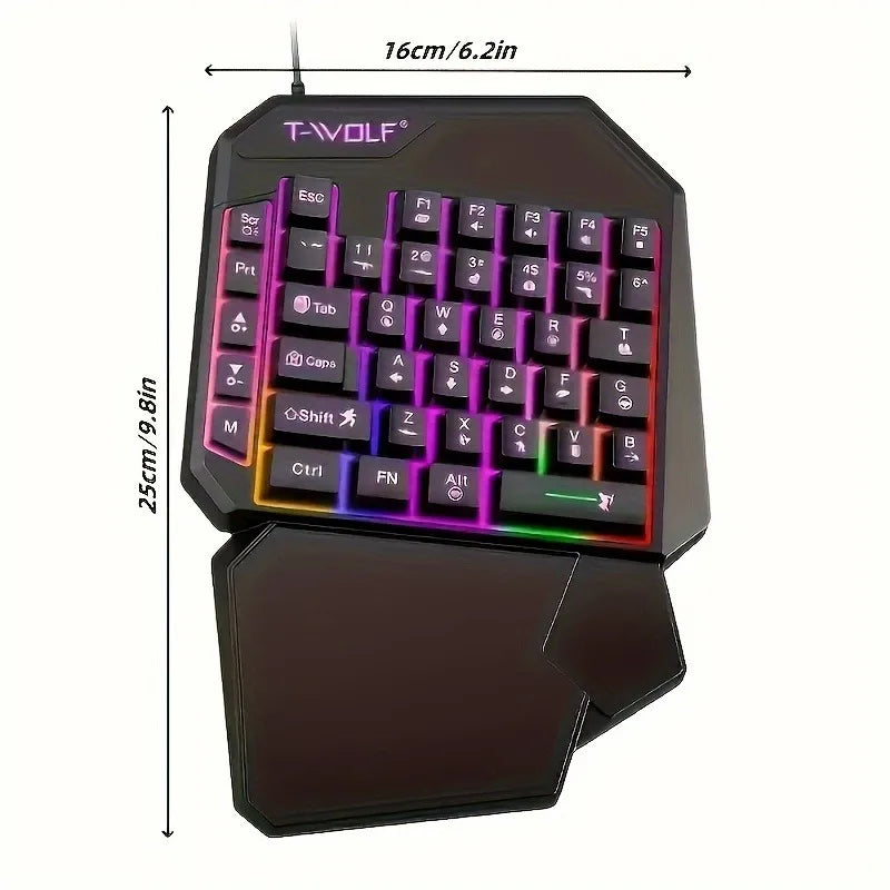 2 In1TF900 Gaming Keyboard and Mouse Set Ergonomic Wireless Gaming Keyboard 7 RGB Backlighting, for PUBG Mobile Games /Laptop